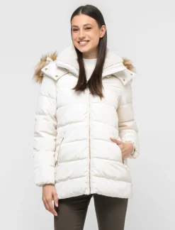 Piazza Italia Giaccone imbottito con cappuccio removibile con zip e cappuccio - gesso Bianco Clearance