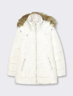 Piazza Italia Giaccone imbottito con cappuccio removibile con zip e cappuccio - gesso Bianco Clearance