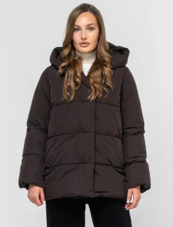 Piazza Italia Giaccone imbottito con cappuccio e tasche rivestite in pile - Marrone Outlet