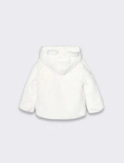 Piazza Italia Giaccone in pelliccia, con cappuccio e piccole orecchie applicate - panna Bianco New