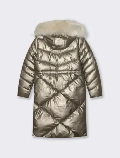 Piazza Italia Giaccone lungo con cappuccio con bordo in finta pelliccia removibile - Argento Flash Sale