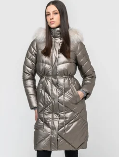 Piazza Italia Giaccone lungo con cappuccio con bordo in finta pelliccia removibile - Argento Flash Sale