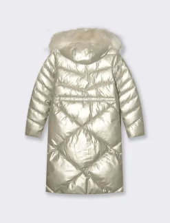 Piazza Italia Giaccone lungo con cappuccio con bordo in finta pelliccia removibile - Avorio Beige Best