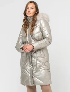 Piazza Italia Giaccone lungo con cappuccio con bordo in finta pelliccia removibile - Avorio Beige Best