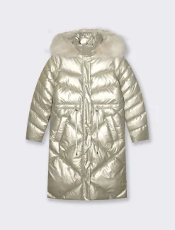 Piazza Italia Giaccone lungo con cappuccio con bordo in finta pelliccia removibile - Avorio Beige Best