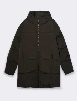 Piazza Italia Giaccone lungo realizzato in tessuto tecnico imbottito con cappuccio - Nero Cheap