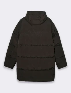 Piazza Italia Giaccone lungo realizzato in tessuto tecnico imbottito con cappuccio - Nero Cheap