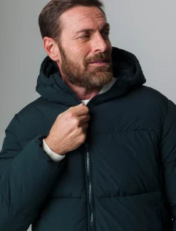 Piazza Italia Giaccone lungo realizzato in tessuto tecnico imbottito con cappuccio - Verde Clearance