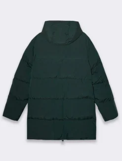 Piazza Italia Giaccone lungo realizzato in tessuto tecnico imbottito con cappuccio - Verde Clearance