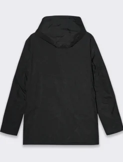 Piazza Italia Giaccone lungo realizzato in tessuto tecnico a collo alto con cappuccio - Nero Hot