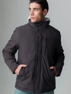 Piazza Italia Giaccone realizzato in tessuto tecnico a collo alto - Moro Marrone Cheap