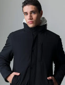 Piazza Italia Giaccone realizzato in tessuto tecnico a collo alto - Nero Clearance