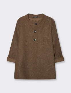 Piazza Italia Giaccone taglio ad A con collo alto a 3 bottoni - Moro Marrone Best Sale