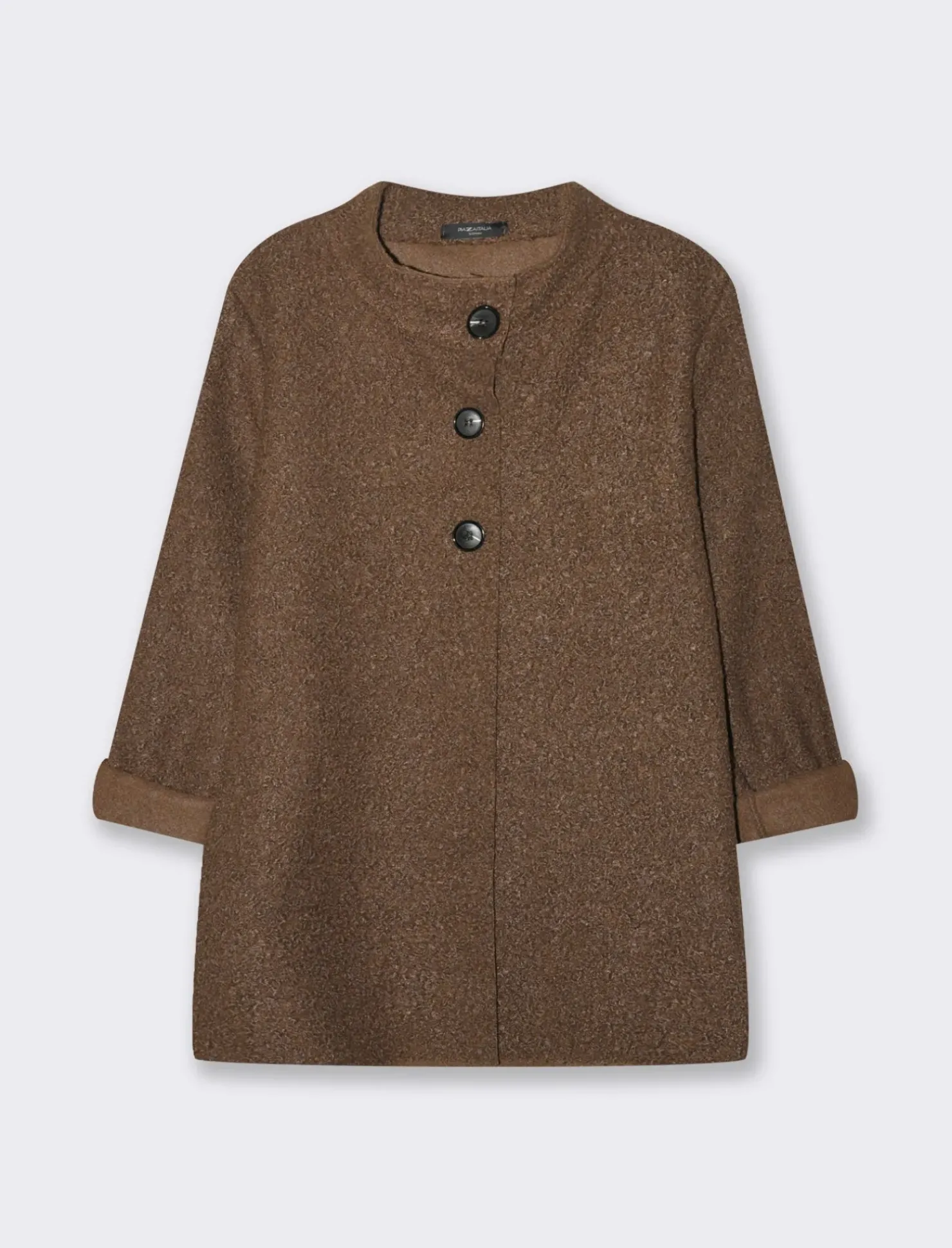 Piazza Italia Giaccone taglio ad A con collo alto a 3 bottoni - Moro Marrone Best Sale