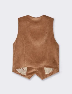 Piazza Italia Gilet a coste in tessuto effetto velluto con bottoni - tabacco Marrone Fashion