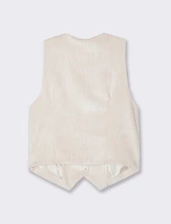 Piazza Italia Gilet a coste in tessuto effetto velluto con bottoni - panna Bianco Shop