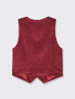 Piazza Italia Gilet a coste in tessuto effetto velluto con bottoni - Vinaccia Rosso Outlet