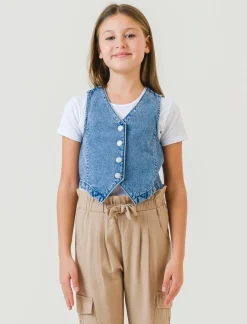 Piazza Italia Gilet bambina in denim - Denim Blu New