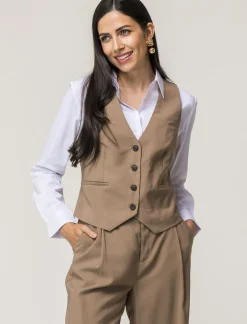 Piazza Italia Gilet con bottoni , scollo a V e tasche frontali a filetto - castoro Grigio Flash Sale