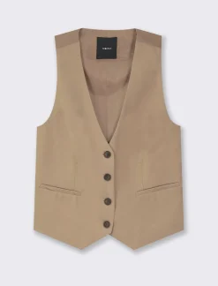 Piazza Italia Gilet con bottoni , scollo a V e tasche frontali a filetto - castoro Grigio Flash Sale