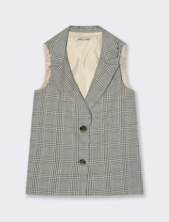 Piazza Italia Gilet con collo revers a fantasia pied de poule e bottoni gioiello - Fantasia Multicolore Best