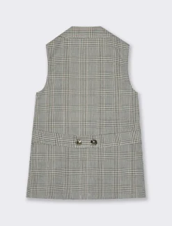 Piazza Italia Gilet con collo revers a fantasia pied de poule e bottoni gioiello - Fantasia Multicolore Best