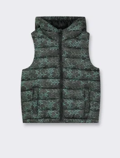 Piazza Italia Gilet imbottito leggero con cappuccio apertura con zip frontale - Fantasia Multicolore Clearance
