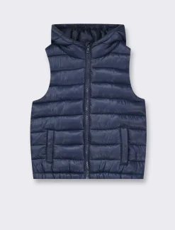 Piazza Italia Gilet imbottito leggero con cappuccio apertura con zip frontale - Blu Store