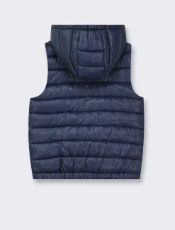 Piazza Italia Gilet imbottito leggero con cappuccio apertura con zip frontale - Blu Store
