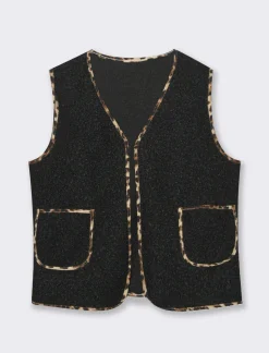 Piazza Italia Gilet senza chiusura con bordo a contrasto e tasche a toppa - Nero Best Sale