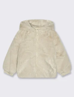 Piazza Italia Giubbino da bambina effetto finta pelliccia e trapuntato con cappuccio - Beige Hot