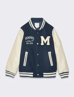 Piazza Italia Giubbino in stile varsity con ricamo lettering - Blu Outlet