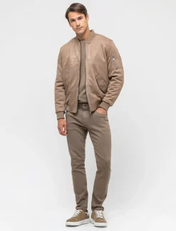 Piazza Italia Giubbotto bomber in tessuto effetto scamosciato - fango Grigio Sale