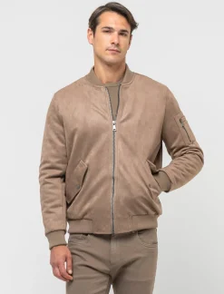 Piazza Italia Giubbotto bomber in tessuto effetto scamosciato - fango Grigio Sale