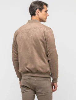 Piazza Italia Giubbotto bomber in tessuto effetto scamosciato - fango Grigio Sale