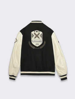 Piazza Italia Giubbotto bomber varsity in panno - Nero Clearance