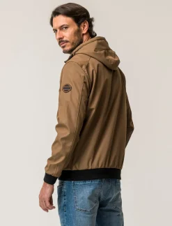 Piazza Italia Giubbotto con cappuccio in tessuto tecnico antivento - Cammello Beige Cheap