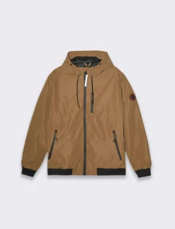 Piazza Italia Giubbotto con cappuccio in tessuto tecnico antivento - Cammello Beige Cheap