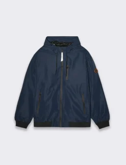 Piazza Italia Giubbotto con cappuccio in tessuto tecnico antivento - Blu Fashion