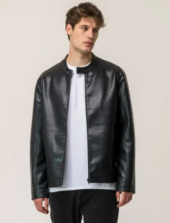 Piazza Italia Giubbotto con collo a pistagnacon cerniera metallica - Nero Outlet