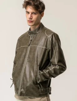 Piazza Italia Giubbotto con collo a pistagna effetto slavato - fango Grigio Online