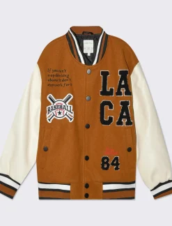 Piazza Italia Giubbotto da bambino con maniche in contrasto modello college - tabacco Marrone Clearance