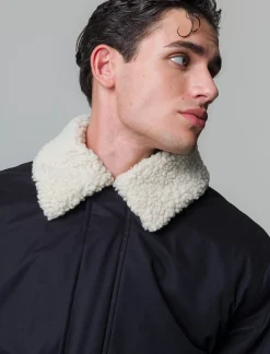 Piazza Italia Giubbotto imbottito a collo in pelliccia sintetica rimovibile - Nero New