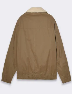 Piazza Italia Giubbotto imbottito a collo in pelliccia sintetica rimovibile - kaki Verde Store