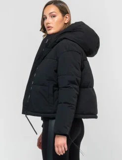 Piazza Italia Giubbotto imbottito con cappuccio e chiusura con zip e coulisse - Nero Cheap