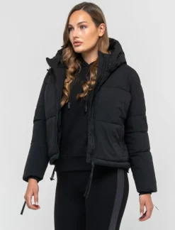 Piazza Italia Giubbotto imbottito con cappuccio e chiusura con zip e coulisse - Nero Cheap