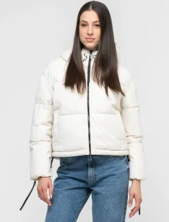 Piazza Italia Giubbotto imbottito con cappuccio e chiusura con zip e coulisse - gesso Bianco Flash Sale