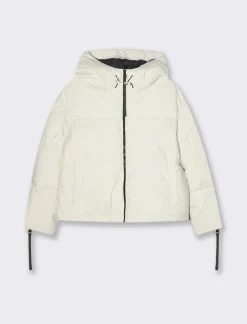 Piazza Italia Giubbotto imbottito con cappuccio e chiusura con zip e coulisse - gesso Bianco Flash Sale