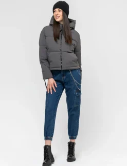 Piazza Italia Giubbotto imbottito con cappuccio e chiusura con zip e coulisse - piombo Grigio Hot