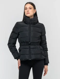 Piazza Italia Giubbotto imbottito con cerniera in metallo e cintura elastica in vita - Nero Sale